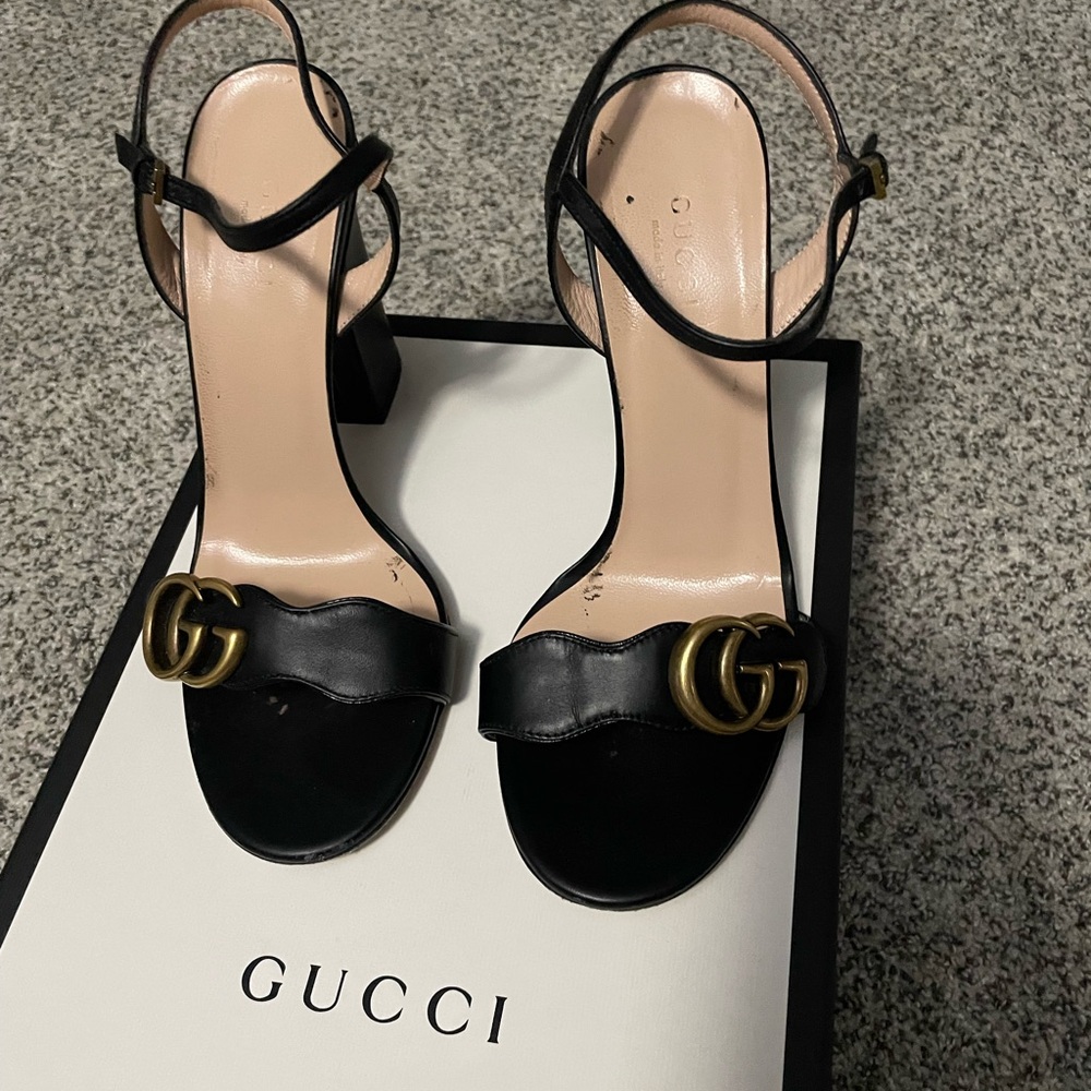 Gucci Black Marmont Ankle Wrap 105mm size 37.5